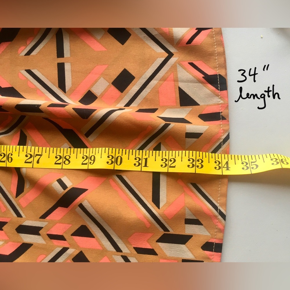 WISH Kimono orange blue mini dress Geometric pattern Smock waist Short sleeve - Picture 13 of 16